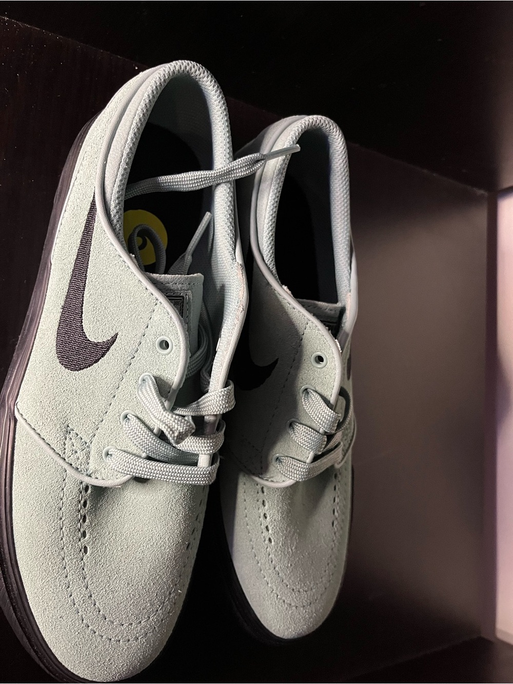 Nike Men’s Light Mint Suede Sneakers with Black Swoosh